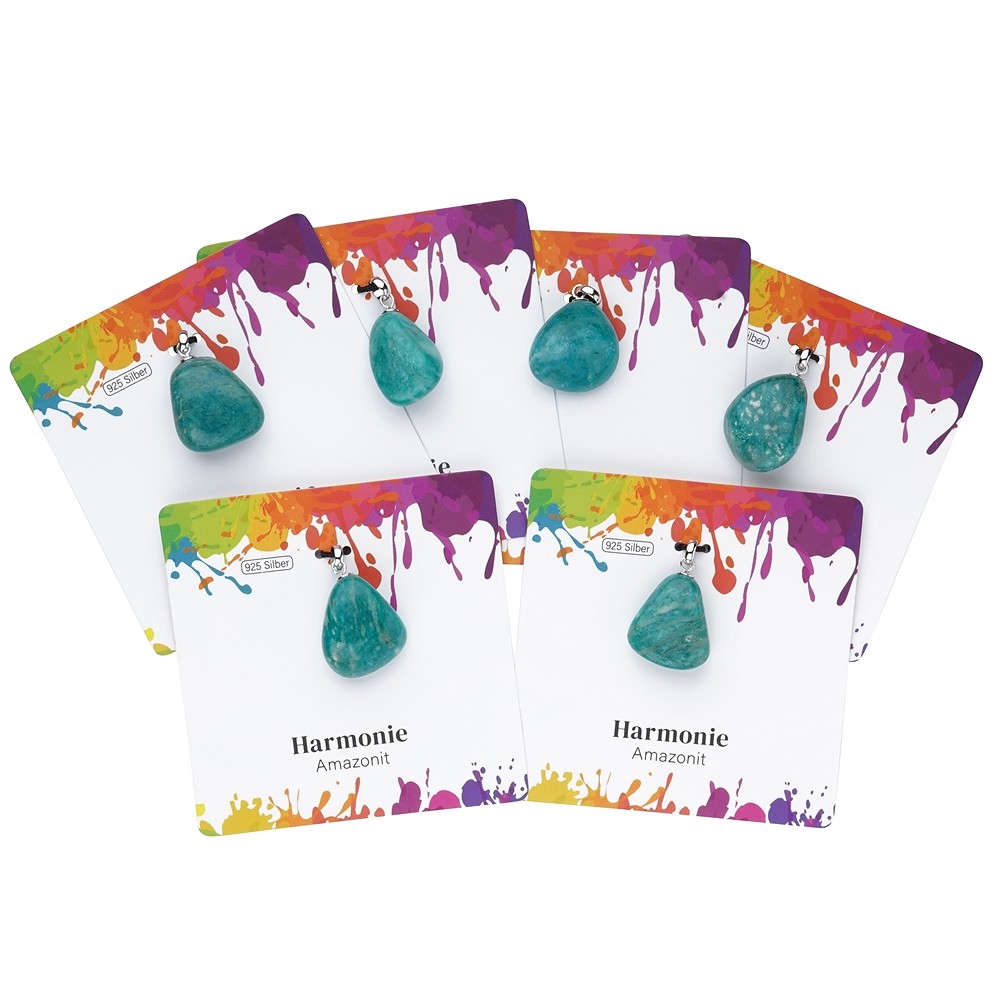 Anhänger Amazonit (dunkel), Trommelstein klein, rhodiniert | Marco Schreier