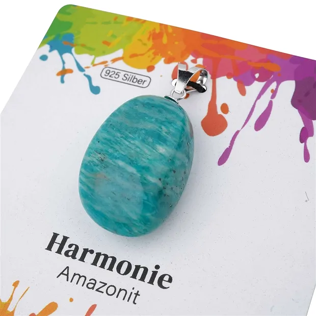 Pendant Amazonite, Tumbled Stone large, rhodiniert | Marco Schreier