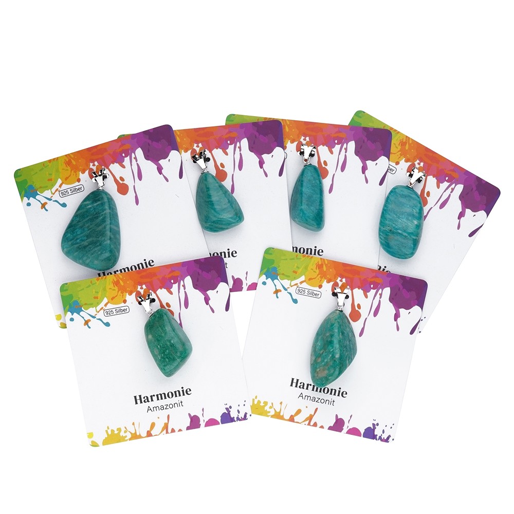 Anhänger Amazonit (dunkel), Trommelstein groß, rhodiniert | Marco Schreier