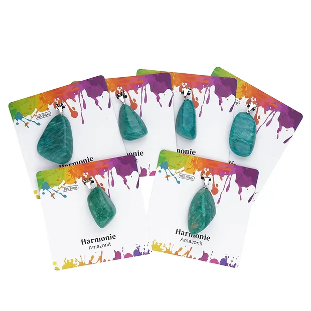 Anhänger Amazonit (dunkel), Trommelstein groß, rhodiniert | Marco Schreier