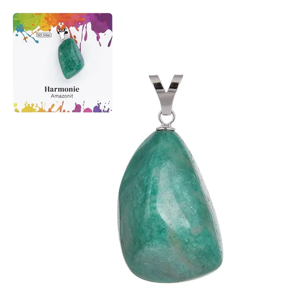 Pendentif Amazonite, Pierre roulée grande, rhodié | Marco Schreier