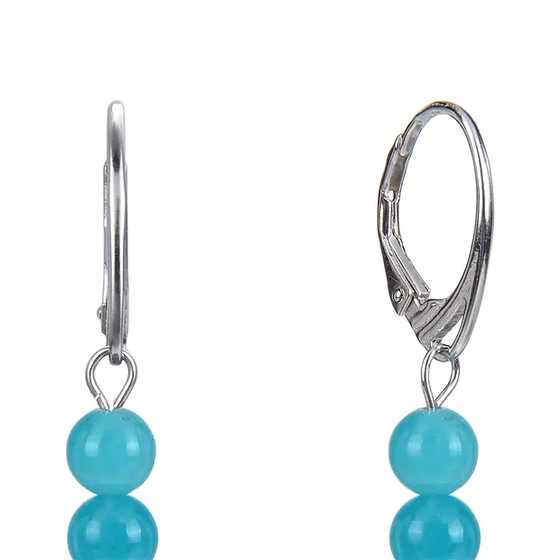 Boucles d'oreilles avec crochets en Amazonite, boules de 6 mm, rhodié | Marco Schreier