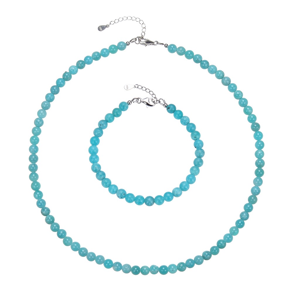 Earrings Amazonite, 6mm beads, rhodiniert | wholesaler gems & healing stones