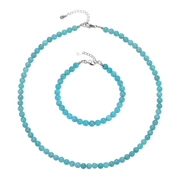 Boucles d'oreilles avec crochets en Amazonite, boules de 6 mm, rhodié | Marco Schreier