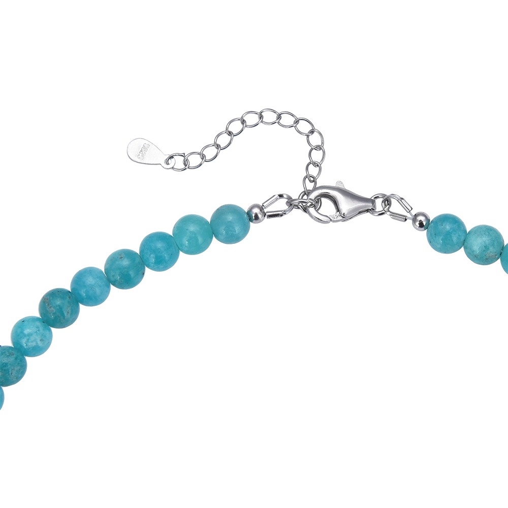 Bracelet with Amazonite, 6mm beads, extension chain, rhodiniert | Marco Schreier