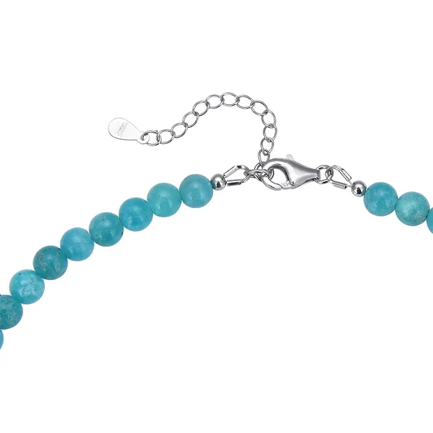 Bracelet with Amazonite, 6mm beads, extension chain, rhodiniert | Marco Schreier