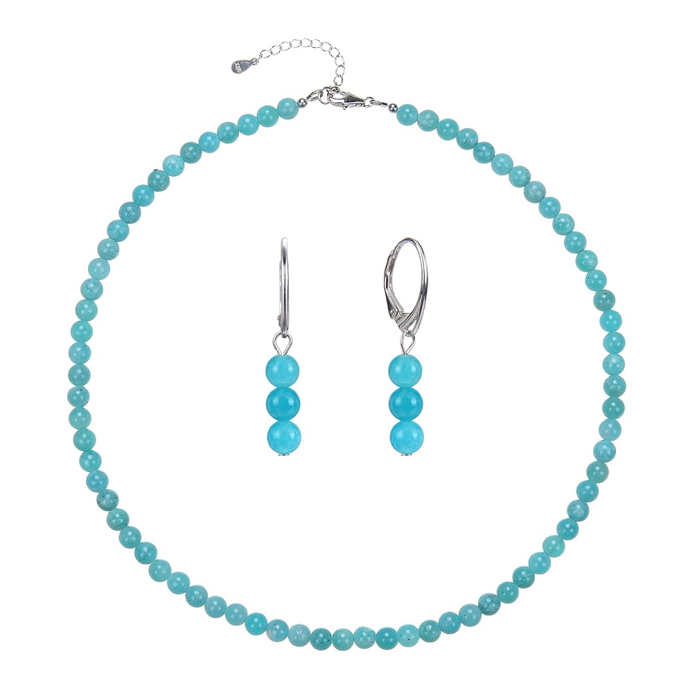 Bracelet with Amazonite, 6mm beads, extension chain, rhodiniert | Marco Schreier