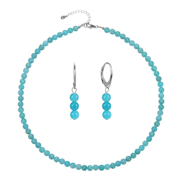 Bracelet en Amazonite, boules de 6mm, Chaîne d'extension, rhodié | Marco Schreier