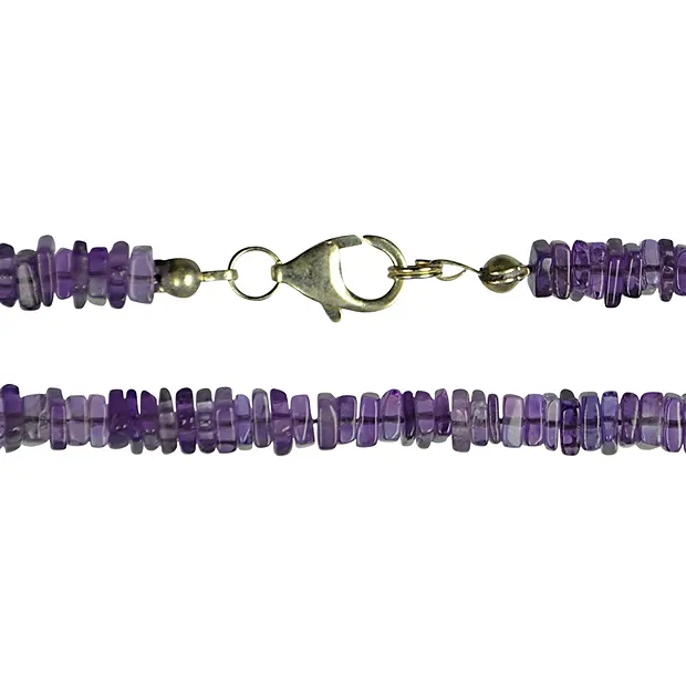 Necklace flat squares, amethyst, 3-4mm/45cm | wholesaler gems & healing stones
