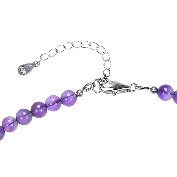 Amethyst necklace, beads (6mm), rhodiniert | wholesaler gems & healing stones