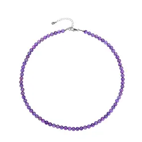 Kette Amethyst, Kugeln (6mm), rhodiniert | GH Edelsteine, Heilsteine & Schmuck