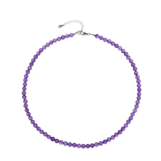 Kette Amethyst, Kugeln (6mm), rhodiniert | GH Edelsteine, Heilsteine & Schmuck