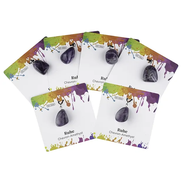 Amethyst (chevron) pendant, small Tumbled Stone, rhodiniert | Marco Schreier