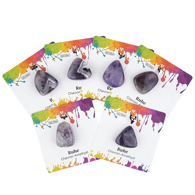 Anhänger Amethyst (Chevron), Trommelstein groß, rhodiniert | Marco Schreier