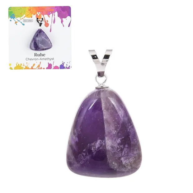 Anhänger Amethyst (Chevron), Trommelstein groß, rhodiniert | Marco Schreier