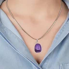 Pendentif Améthyste, Pierre roulée petite, rhodié | Marco Schreier