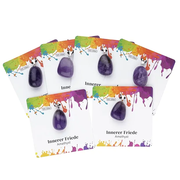 Anhänger Amethyst, Trommelstein groß, rhodiniert | Marco Schreier