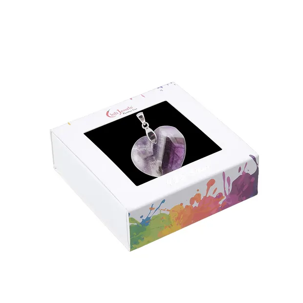 Amethyst pendant, heart (28mm), 4.2cm, rhodiniert | Marco Schreier