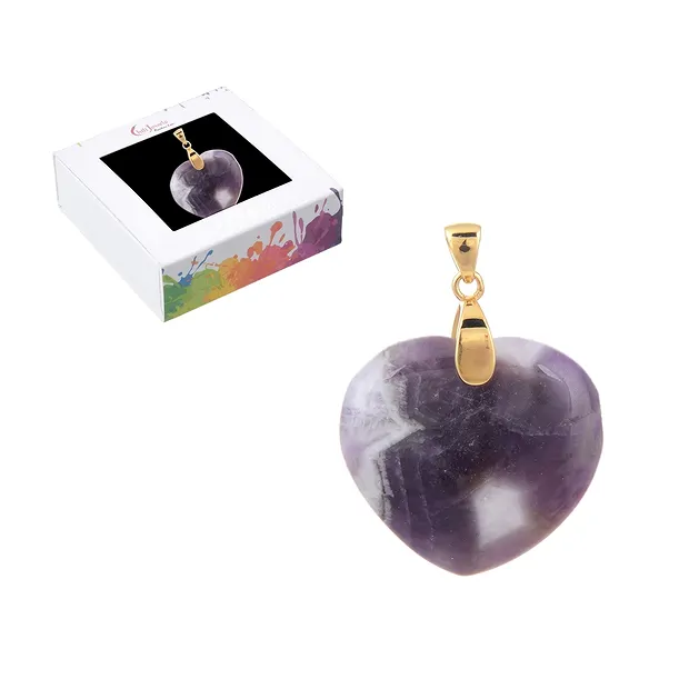Amethyst pendant, heart (28mm), 4.2cm, gold-plated | Marco Schreier