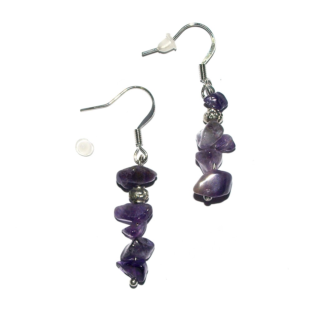 Sliver earrings, amethyst, for floor stand | wholesaler gems & healing stones