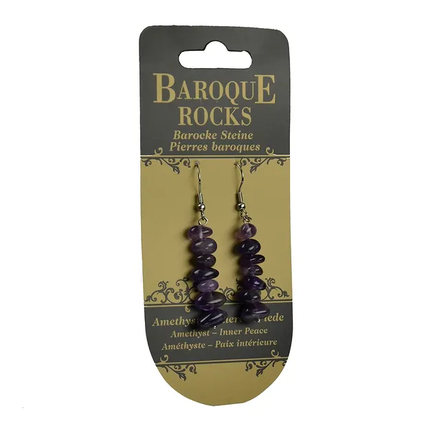 Earrings Baroque Classic, amethyst | wholesaler gems, healing stones & jewelry