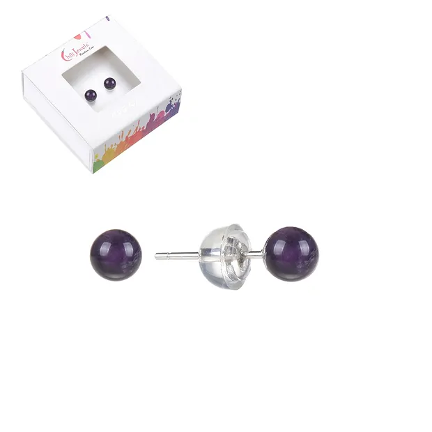 Pendientes amatista, bola, 4mm, rodinado | Marco Schreier