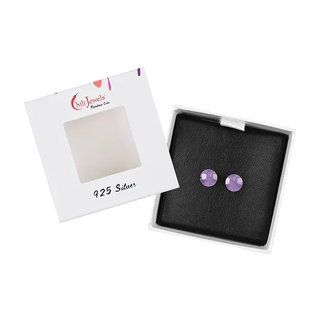Earstuds amethyst, ball, 6mm, rhodiniert | wholesaler gems & healing stones
