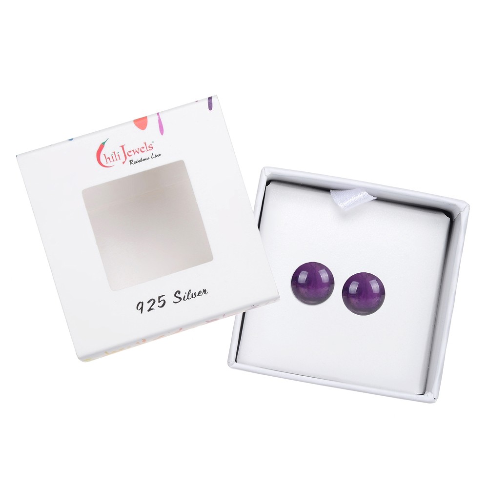 Ohrstecker Amethyst, Kugel, 8mm, rhodiniert | Edelsteine, Heilsteine & Schmuck
