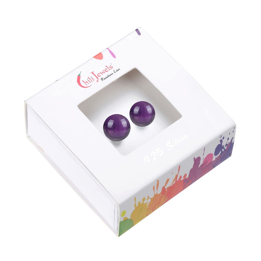Ohrstecker Amethyst, Kugel, 8mm, rhodiniert | Edelsteine, Heilsteine & Schmuck