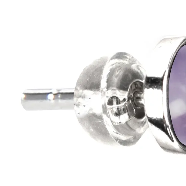 Earrings with Cabochons, Amethyst, 6mm, rhodiniert | Marco Schreier