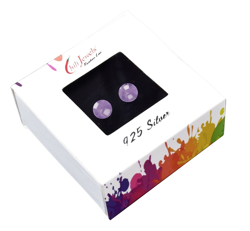 Clous d'oreilles améthyste, cabochon, 6mm, rhodié | Marco Schreier