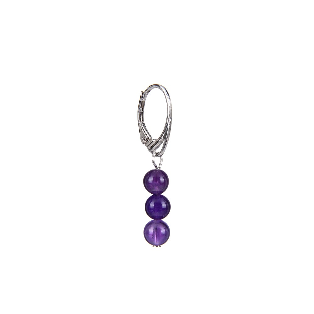 Ohrhänger Amethyst, 6mm-Kugeln, rhodiniert | GH Edelsteine, Heilsteine & Schmuck