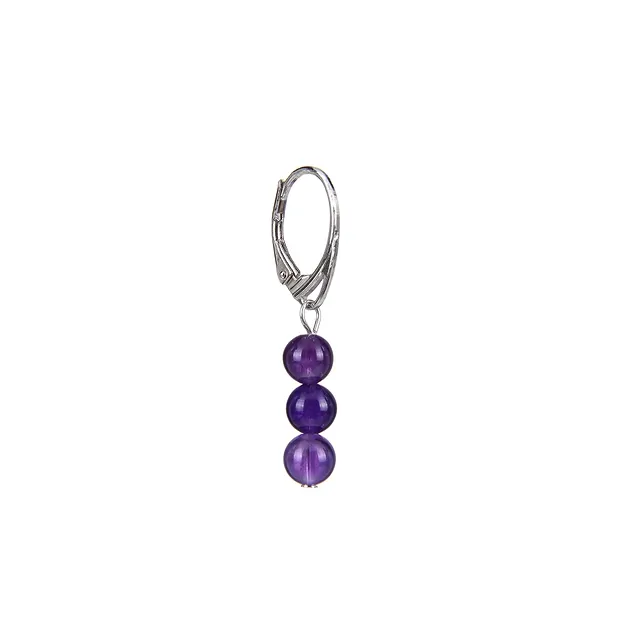 Amethyst earrings, 6mm beads, rhodiniert | wholesaler gems & healing stones
