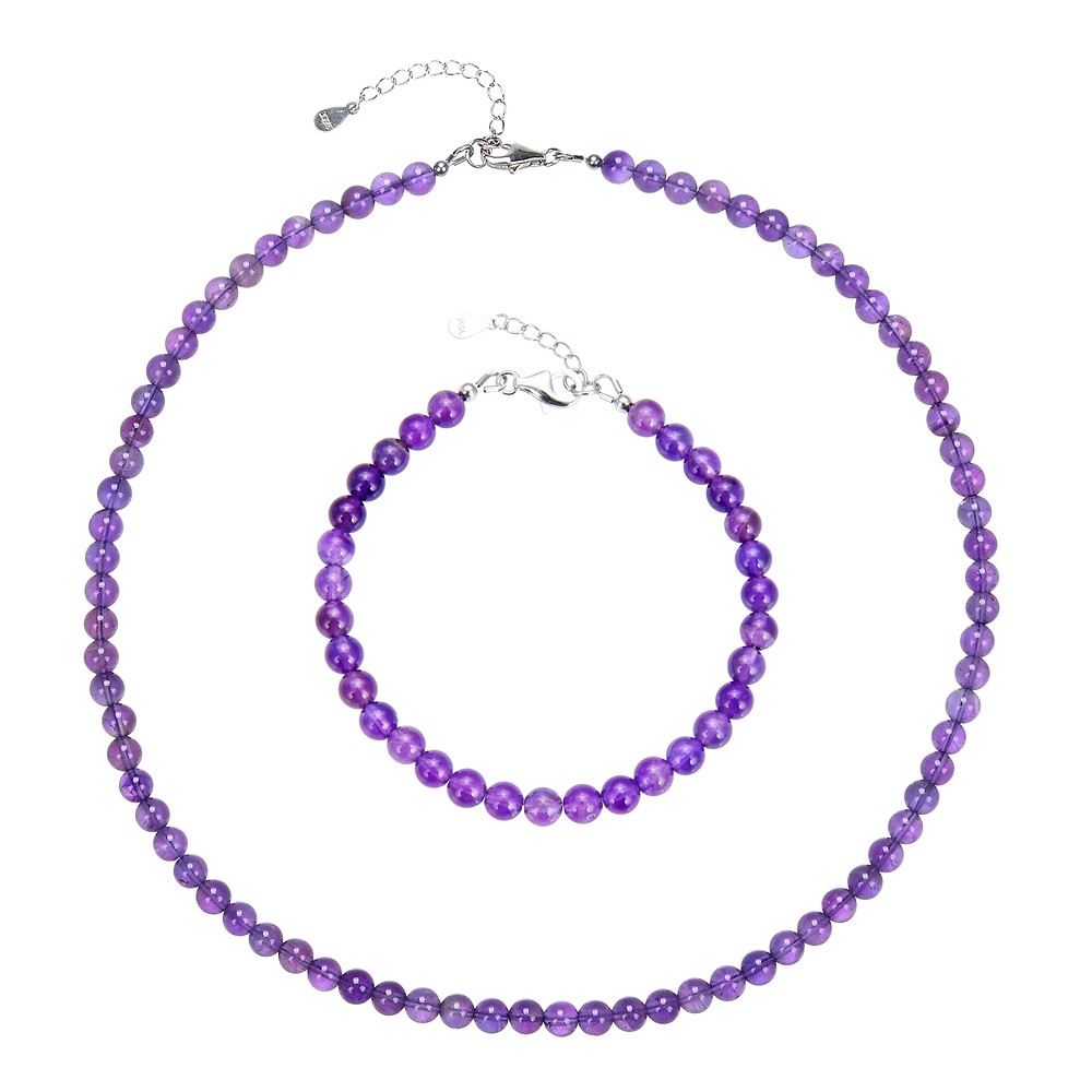 Ohrhänger Amethyst, 6mm-Kugeln, rhodiniert | GH Edelsteine, Heilsteine & Schmuck