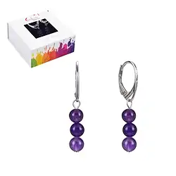 0601245442 Ohrhänger Amethyst, 6mm-Kugeln, rhodiniert | GH Edelsteine, Heilsteine & Schmuck