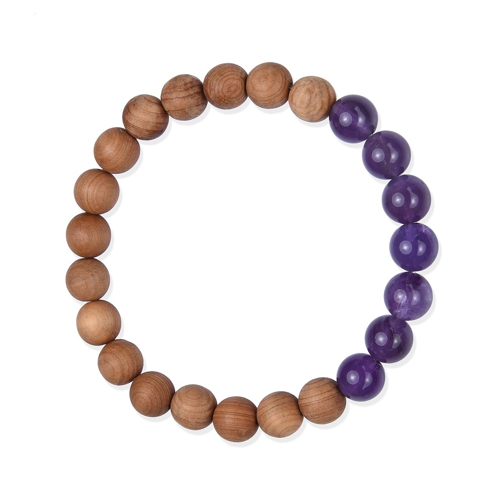 Armband, Amethyst, Sandelholz, 8mm, 17cm | GH Edelsteine, Heilsteine & Schmuck