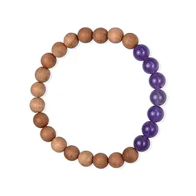 Bracelet, améthyste, bois de santal, 8mm, 20cm | Marco Schreier