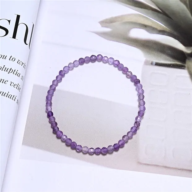 Bracciale, ametista, perline 03 mm, sfaccettate, 14 cm (corto) | Marco Schreier