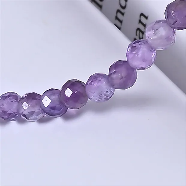 Bracelet, amethyst, 03mm beads, faceted, 19cm | wholesaler gems & healing stones