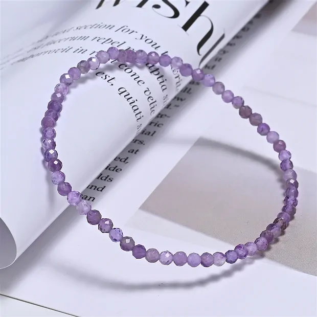 Pulsera, amatista, cuentas de 03mm, facetadas, 19cm | Marco Schreier