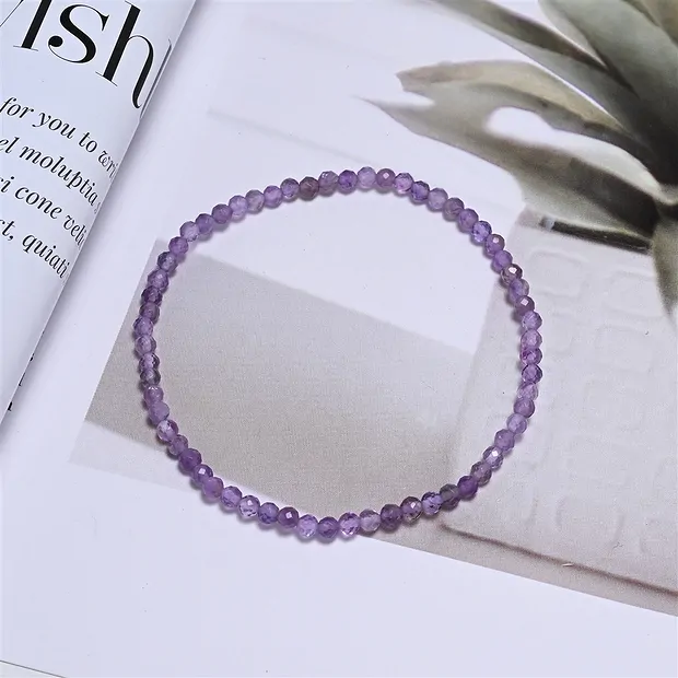 Bracelet, amethyst, 03mm beads, faceted, 19cm | wholesaler gems & healing stones