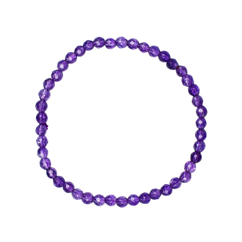 Bracelet, amethyst extra, 04mm beads, faceted | wholesaler gems & healing stones