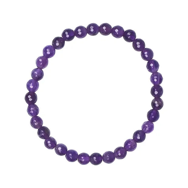 Bracelet, amethyst extra, 06mm beads, faceted | wholesaler gems & healing stones