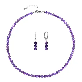 Armband Amethyst, Kugeln (6mm), rhodiniert | GH Edelsteine, Heilsteine & Schmuck