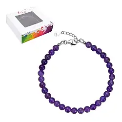 0601259060 Bracelet amethyst, 6mm beads, extension chain, rhodiniert | Marco Schreier