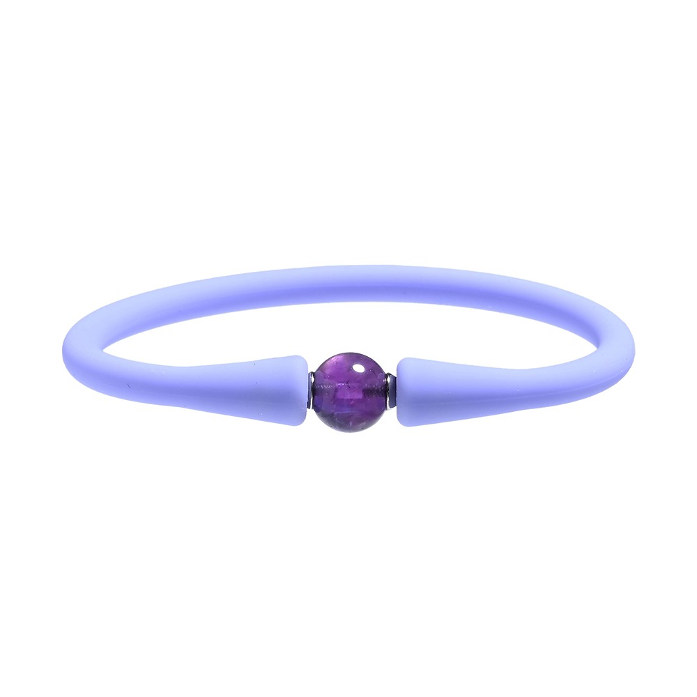 Bracelet amethyst ball (8mm), silicone (violet), 15cm (short) | Marco Schreier
