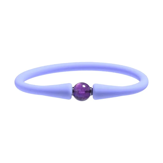 Bracelet, boule d'améthyste (8mm), silicone (violet), 15cm (court) | Marco Schreier