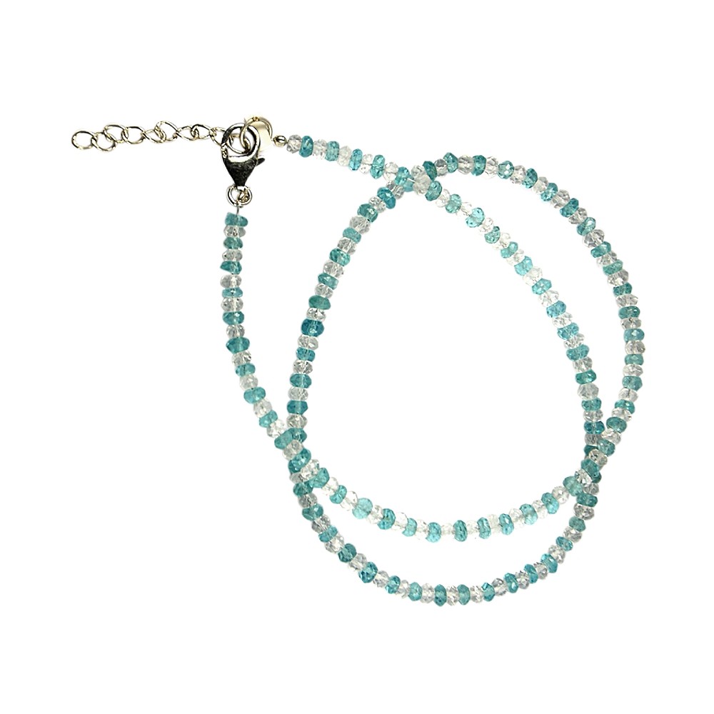 Button faceted necklace, apatite with Rock Crystal, 4mm/45cm | Marco Schreier