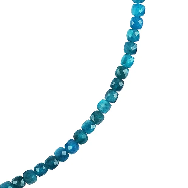 Apatite (stab.) necklace, faceted cube (4mm), rhodiniert, extension chain | Marco Schreier