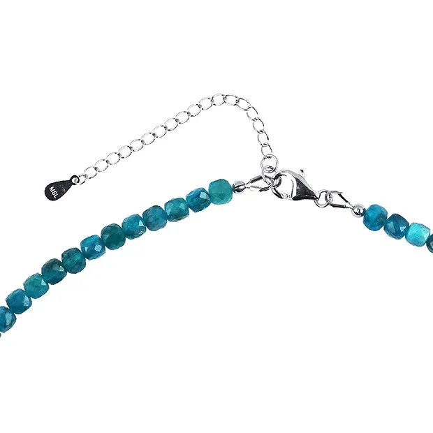 Necklace apatite (stab.), cube (4mm) faceted, rhodiniert | Marco Schreier